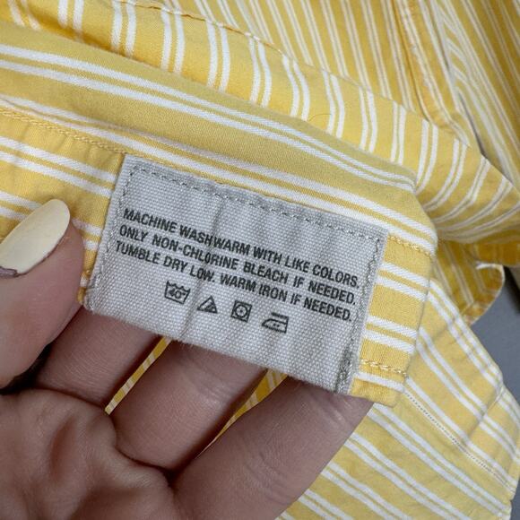 Ruehl 925 Mens Shirt Medium Yellow 100% Cotton Striped Oxford Prep Y2K Old Money - Picture 15 of 15